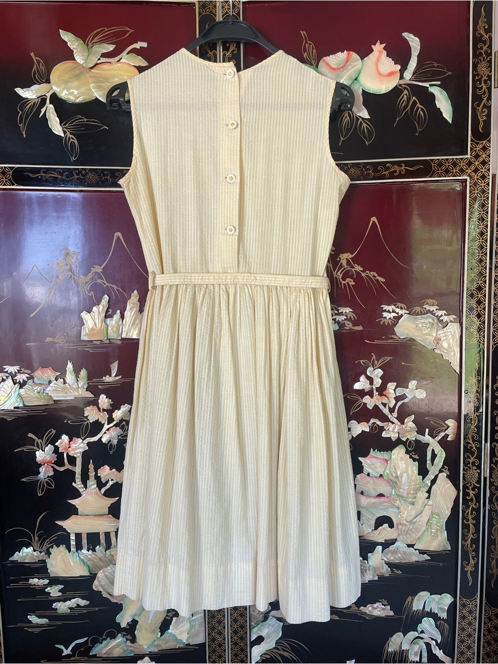 1950s daisy seersucker pleated dress - Picture 8 of 10